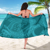 Hawaiian Turtle and Shark Sarong Kakau Tribal with Polynesian Pattern Turquoise Color