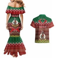 Personalised Vanuatu Christmas Couples Matching Mermaid Dress and Hawaiian Shirt Pig Tusk Beautiful Merry Xmas Snowflake LT03 - Polynesian Pride