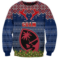 Guam Christmas Sweatshirt Chamorro Guam Tattoos Beautiful Merry Xmas Snowflake LT03 Unisex Blue - Polynesian Pride