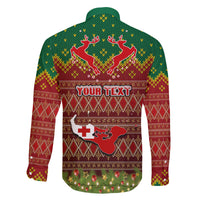 Personalised Tonga Christmas Family Matching Short Sleeve Bodycon Dress and Hawaiian Shirt Coat of Arms and Map Beautiful Merry Xmas Snowflake LT03 - Polynesian Pride