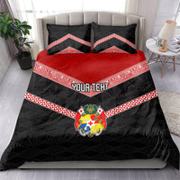 Personalised Tonga Bedding Set Tonga Coat of Arms with Seamless Tapa Ngatu Pattern LT03 - Polynesian Pride