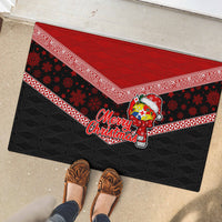 Tonga Christmas Rubber Doormat Tongan Coat of Arms Santa With Ngatu Pattern Christmas Red Style LT03 - Polynesian Pride