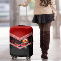 Personalised Tonga Christmas Luggage Cover Tongan Coat of Arms Santa With Ngatu Pattern Christmas Red Style LT03 - Polynesian Pride
