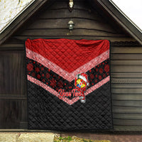 Personalised Tonga Christmas Quilt Tongan Coat of Arms Santa With Ngatu Pattern Christmas Red Style LT03 - Polynesian Pride