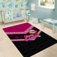 Tonga Christmas Area Rug Tongan Coat of Arms Santa With Ngatu Pattern Christmas Pink Style LT03 - Polynesian Pride