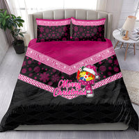 Tonga Christmas Bedding Set Tongan Coat of Arms Santa With Ngatu Pattern Christmas Pink Style LT03 - Polynesian Pride