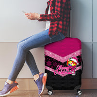 Tonga Christmas Luggage Cover Tongan Coat of Arms Santa With Ngatu Pattern Christmas Pink Style LT03 - Polynesian Pride