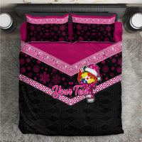 Personalised Tonga Christmas Bedding Set Tongan Coat of Arms Santa With Ngatu Pattern Christmas Pink Style LT03 Pink - Polynesian Pride