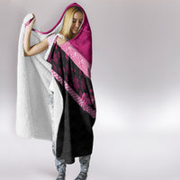 Personalised Tonga Christmas Hooded Blanket Tongan Coat of Arms Santa With Ngatu Pattern Christmas Pink Style LT03 - Polynesian Pride