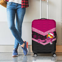 Personalised Tonga Christmas Luggage Cover Tongan Coat of Arms Santa With Ngatu Pattern Christmas Pink Style LT03 - Polynesian Pride