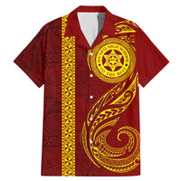 Tonga Ha'apai High School Family Matching Mermaid Dress and Hawaiian Shirt Ngatu and Maori Ethnic Tribal Pattern LT03 Dad's Shirt - Short Sleeve Red - Polynesian Pride