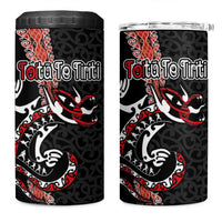 Aotearoa Toitu Te Tiriti 4 in 1 Can Cooler Tumbler Maori Taniwha Haka - Honour the Treaty LT03 One Size: 16 oz Black - Polynesian Pride