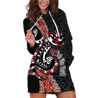 Aotearoa Toitu Te Tiriti Hoodie Dress Maori Taniwha Haka - Honour the Treaty LT03 Black - Polynesian Pride