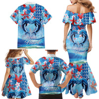 Hawaiian Dolphin Love Couple - Ocean Heart Family Matching Mermaid Dress and Hawaiian Shirt LT03 - Polynesian Pride