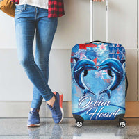 Hawaiian Dolphin Love Couple - Ocean Heart Luggage Cover LT03 - Polynesian Pride