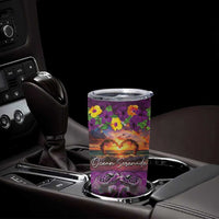 Hawaiian Turtle Love Couple Tumbler Cup Ocean Serenade - Honu Honi Ihu with Hibiscus and Romantic Sunset Purple Color LT03 - Polynesian Pride