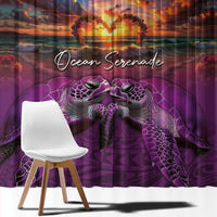 Hawaiian Turtle Love Couple Window Curtain Ocean Serenade - Honu Honi Ihu with Hibiscus and Romantic Sunset Purple Color LT03 - Polynesian Pride
