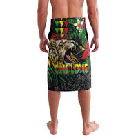 Hawaiian One Love Lavalava Reggae Lion Tropical Plants and Kakau with Tribal Pattern