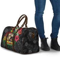Hawaiian One Love Travel Bag Reggae Lion Tropical Plants and Kakau with Tribal Pattern