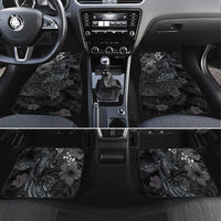 Hawaiian Tropical Plants and Tribal Whales Car Mats Polynesian Art Tattoo Grayscale