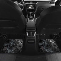 Hawaiian Tropical Plants and Tribal Whales Car Mats Polynesian Art Tattoo Grayscale