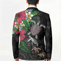 Hawaiian Tropical Plants and Turtles Blazer Polynesian Art Motifs
