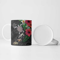 Hawaiian Tropical Plants and Turtles Ceramic Mug Polynesian Art Motifs