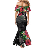 Hawaiian Tropical Plants and Turtles Family Matching Mermaid Dress and Hawaiian Shirt Polynesian Art Motifs LT03 - Polynesian Pride