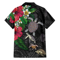 Hawaiian Tropical Plants and Turtles Family Matching Summer Maxi Dress and Hawaiian Shirt Polynesian Art Motifs LT03 - Polynesian Pride