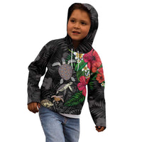 Hawaiian Tropical Plants and Turtles Kid Hoodie Polynesian Art Motifs