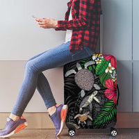 Hawaiian Tropical Plants and Turtles Luggage Cover Polynesian Art Motifs