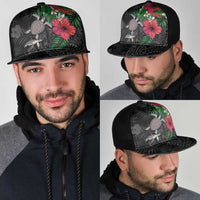 Hawaiian Tropical Plants and Turtles Mesh Trucker Cap Polynesian Art Motifs