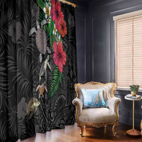 Hawaiian Tropical Plants and Turtles Window Curtain Polynesian Art Motifs