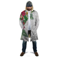 Hawaiian Tropical Plants Cloak Kakau Tattoo and Polynesian Pattern Half White Color