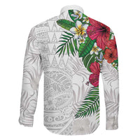 Hawaiian Tropical Plants Family Matching Summer Maxi Dress and Hawaiian Shirt Kakau Tattoo and Polynesian Pattern Half White Color LT03 - Polynesian Pride