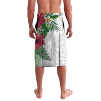 Hawaiian Tropical Plants Lavalava Kakau Tattoo and Polynesian Pattern Half White Color