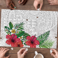 Hawaiian Tropical Plants Puzzle Kakau Tattoo and Polynesian Pattern Half White Color
