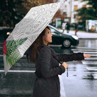 Hawaiian Tropical Plants Umbrella Kakau Tattoo and Polynesian Pattern Half White Color