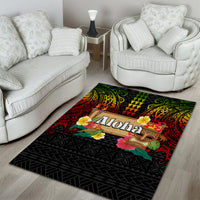 Hawaiian Elements and Polynesian Tattoo Area Rug