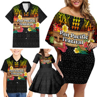 Hawaiian Elements and Polynesian Tattoo Family Matching Off Shoulder Short Dress and Hawaiian Shirt LT03 - Polynesian Pride