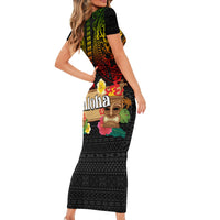 Hawaiian Elements and Polynesian Tattoo Family Matching Short Sleeve Bodycon Dress and Hawaiian Shirt LT03 - Polynesian Pride