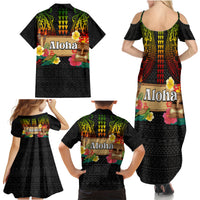 Hawaiian Elements and Polynesian Tattoo Family Matching Summer Maxi Dress and Hawaiian Shirt LT03 - Polynesian Pride