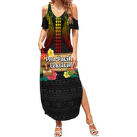 Hawaiian Elements and Polynesian Tattoo Family Matching Summer Maxi Dress and Hawaiian Shirt LT03 Mom's Dress Black - Polynesian Pride