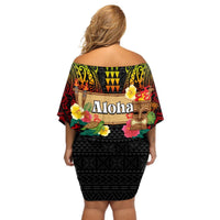 Hawaiian Elements and Polynesian Tattoo Off Shoulder Short Dress LT03 - Polynesian Pride