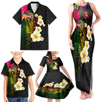 Hawaii Plumeria Family Matching Tank Maxi Dress and Hawaiian Shirt Polynesian Tattoo and Hibiscus LT03 - Polynesian Pride