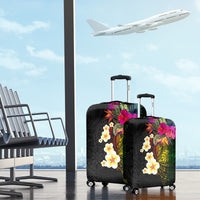 Hawaii Plumeria Luggage Cover Polynesian Tattoo and Hibiscus