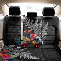 New Zealand Tuatara Back Car Seat Cover Silver Fern Hibiscus and Tribal Maori Pattern Black Color LT03 - Polynesian Pride