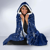 New Zealand Tuatara Christmas Hooded Blanket Silver Fern and Xmas Pohutukawa Tree Blue Color LT03 - Polynesian Pride