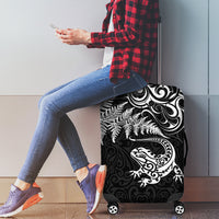 New Zealand Tuatara Tribal Tattoo Luggage Cover Silver Fern and Maori Pattern Black Color LT03 - Polynesian Pride