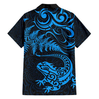 New Zealand Tuatara Tribal Tattoo Hawaiian Shirt Silver Fern and Maori Pattern Blue Color LT03 - Polynesian Pride